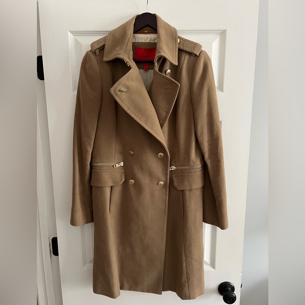 Mango Double-Breasted Brown Trench Coat